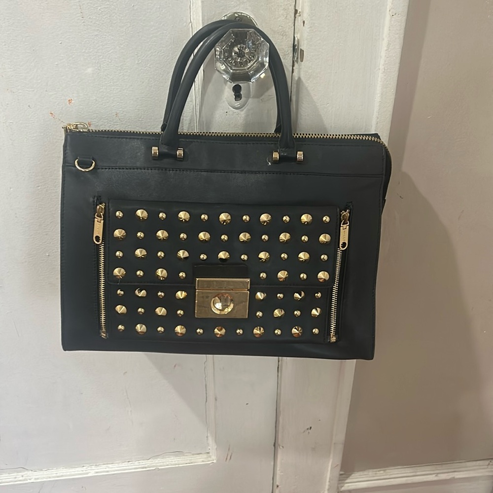 ⭐️Milly two-in-one Black Leather Studded Tote